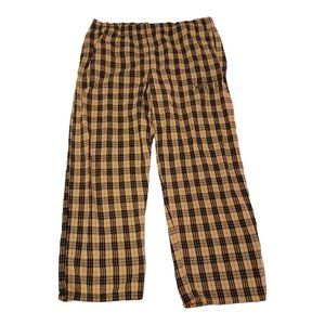 U-trau Pajama‎ Pants Womens Wooster College Vintage Plaid Black Yellow USA Made